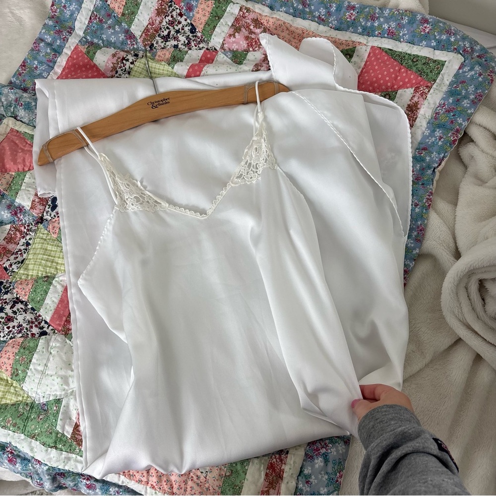 vintage white whimsy full length nightgown slip dress
